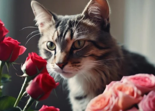 cat ate rose petals